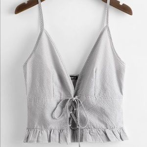 Shein Gingham Lace Up Crop Top